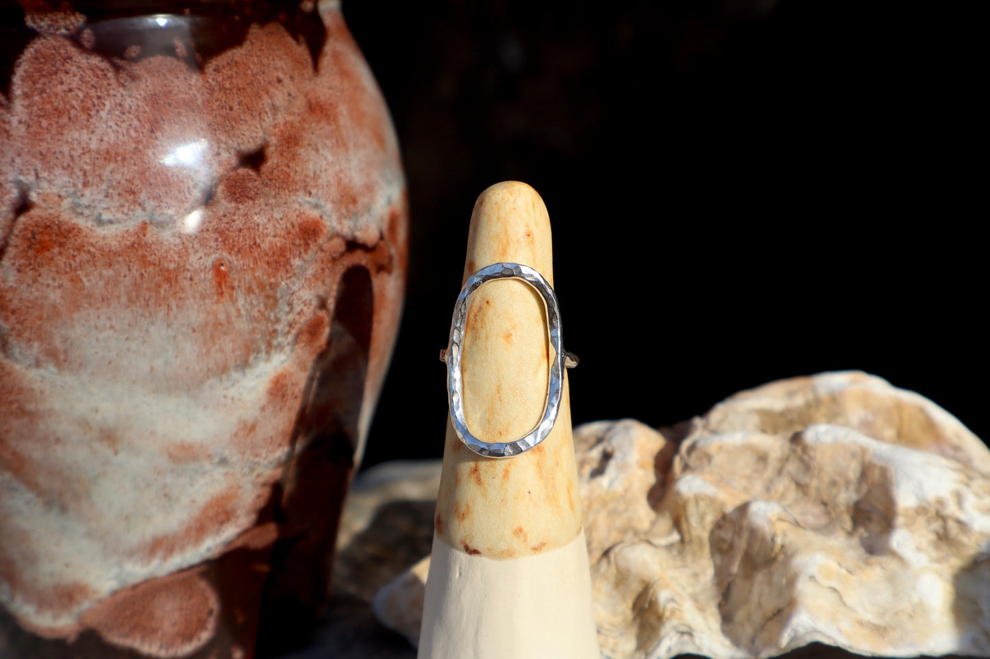 Hammered Oval Ring