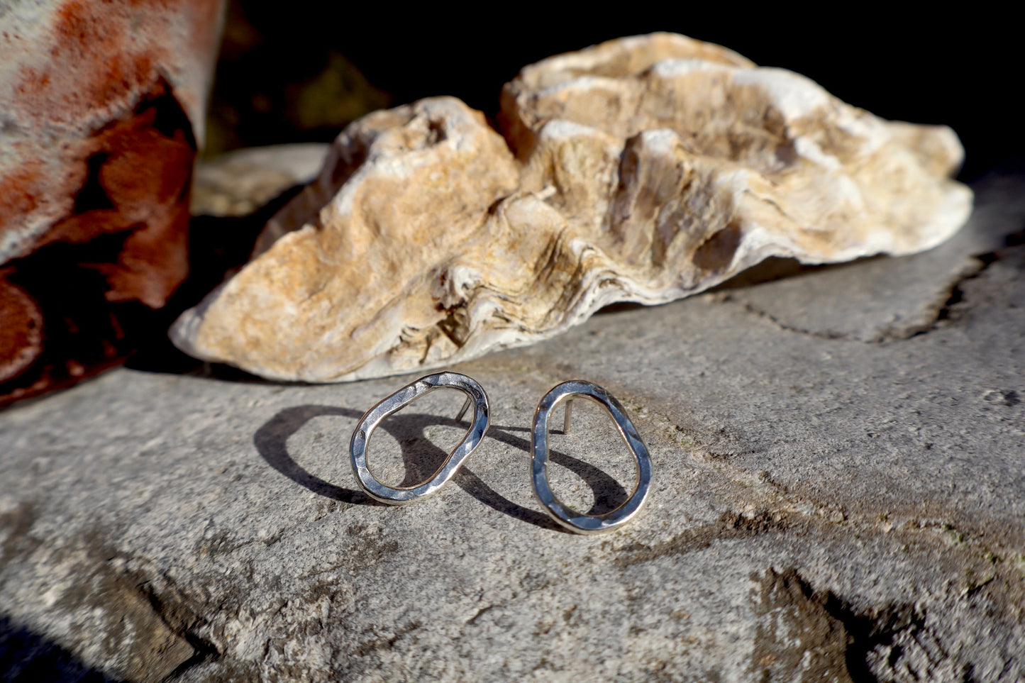 Hammered Oval Studs