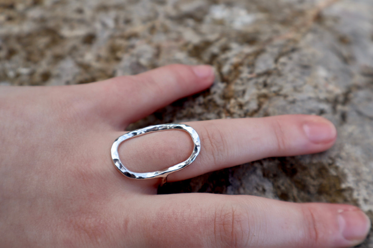 Hammered Oval Ring