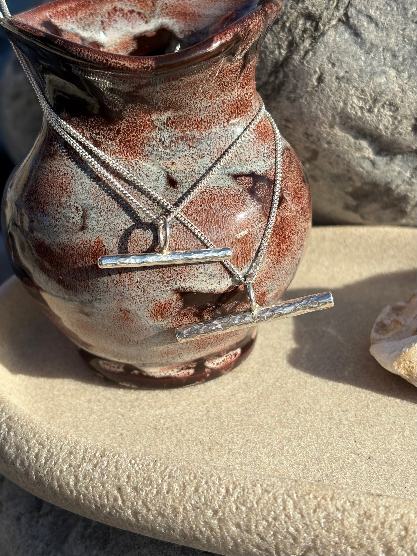 Hammered T Bar Necklace